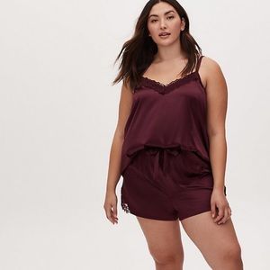 BURGUNDY PURPLE SATIN V-NECK SLEEP CAMI